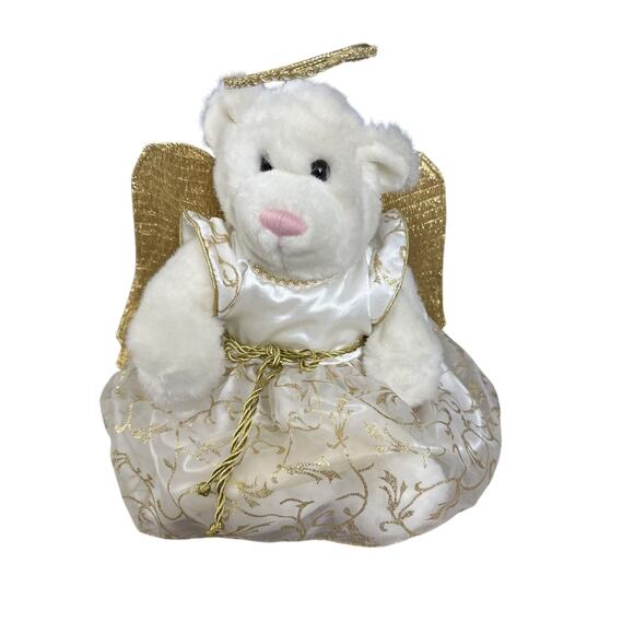 Vintage Build A Bear Workshop BABW White Bear Plush In Angel Outfit With Halo - Picture 1 of 7